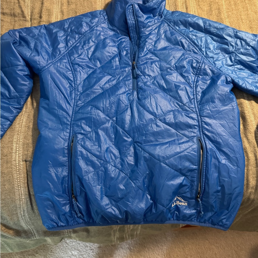 L.L. Bean Vibrant Blue Puffer Quarter Zip Pullover Jacket